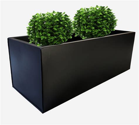 black metal planter boxes|black rectangle planter.